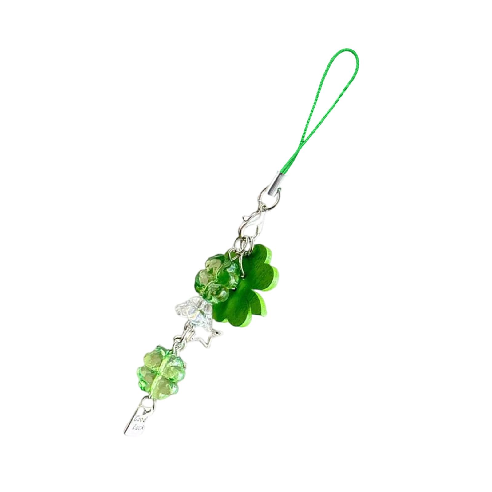 

Многофункциональное украшение для телефона, украшение для телефона с растением, подвеска для телефона в виде четырехлистного клевера, подходит для украшения ключей, карт, телефона A