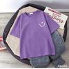 Summer Smiling Face Print Children's T-shirt Short-sleeved Pure Cotton Loose Basic Versatile Base Cool Simple Kid Girl Tees Tops