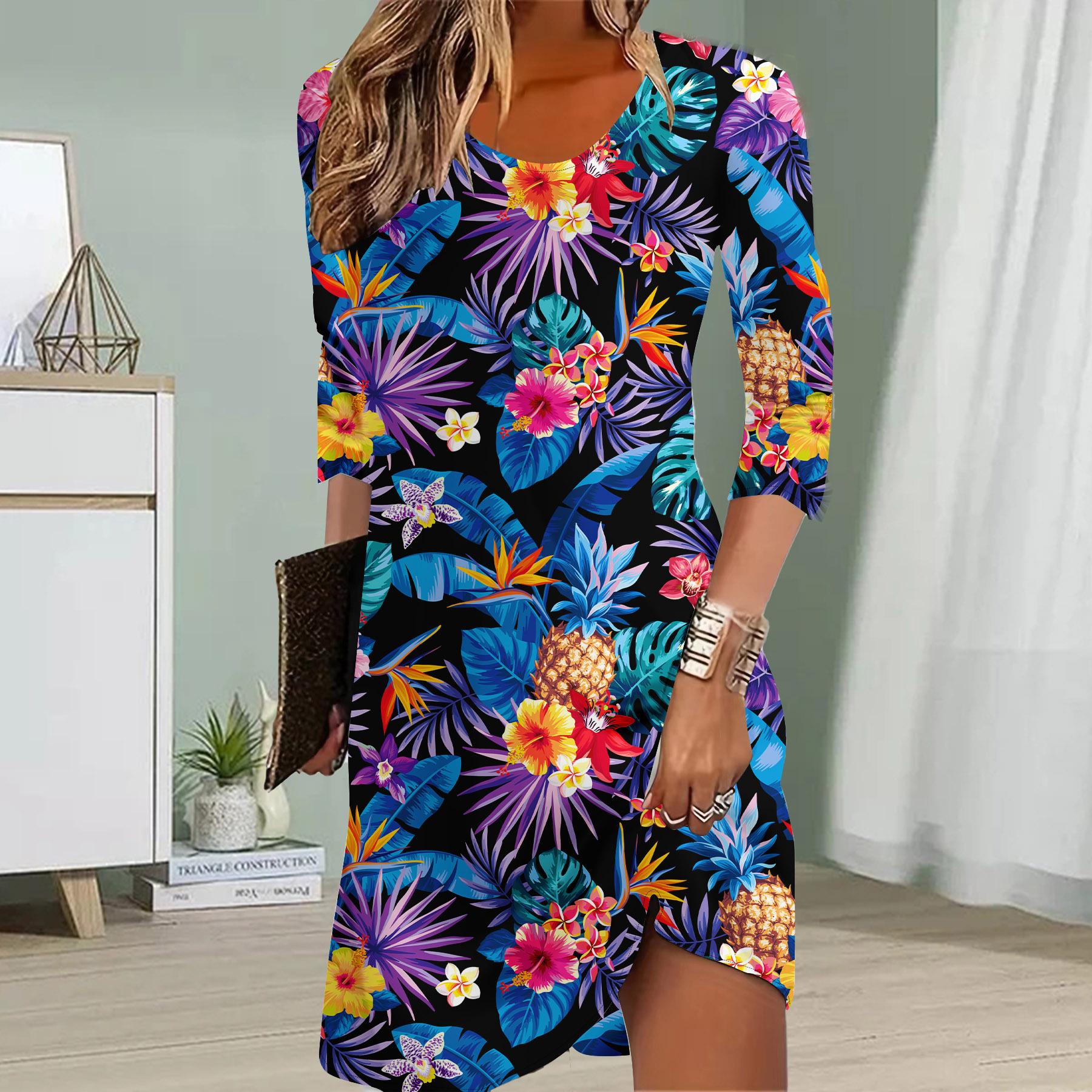 

Женское повседневное платье Осенние платья с принтом ракушек для женщин с круглым вырезом и коротким рукавом Платье больших размеров 8XL разноцветный