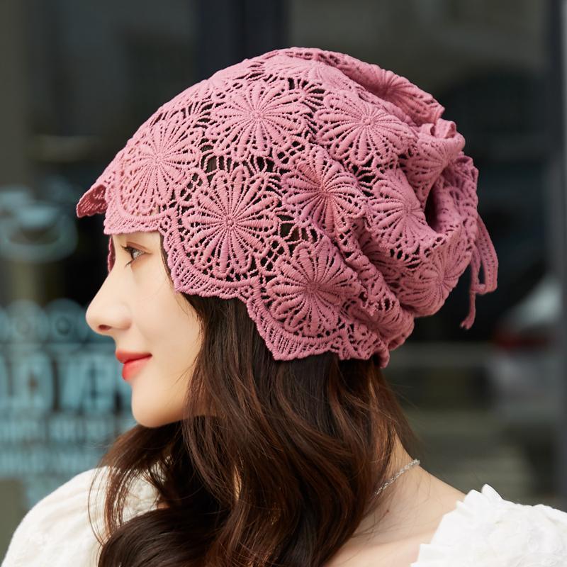 Damen Koreanischer Stil Hohlhäkeln Mehrzweck Pferdeschwanz Turban Blume Lässige Dekorative Mütze