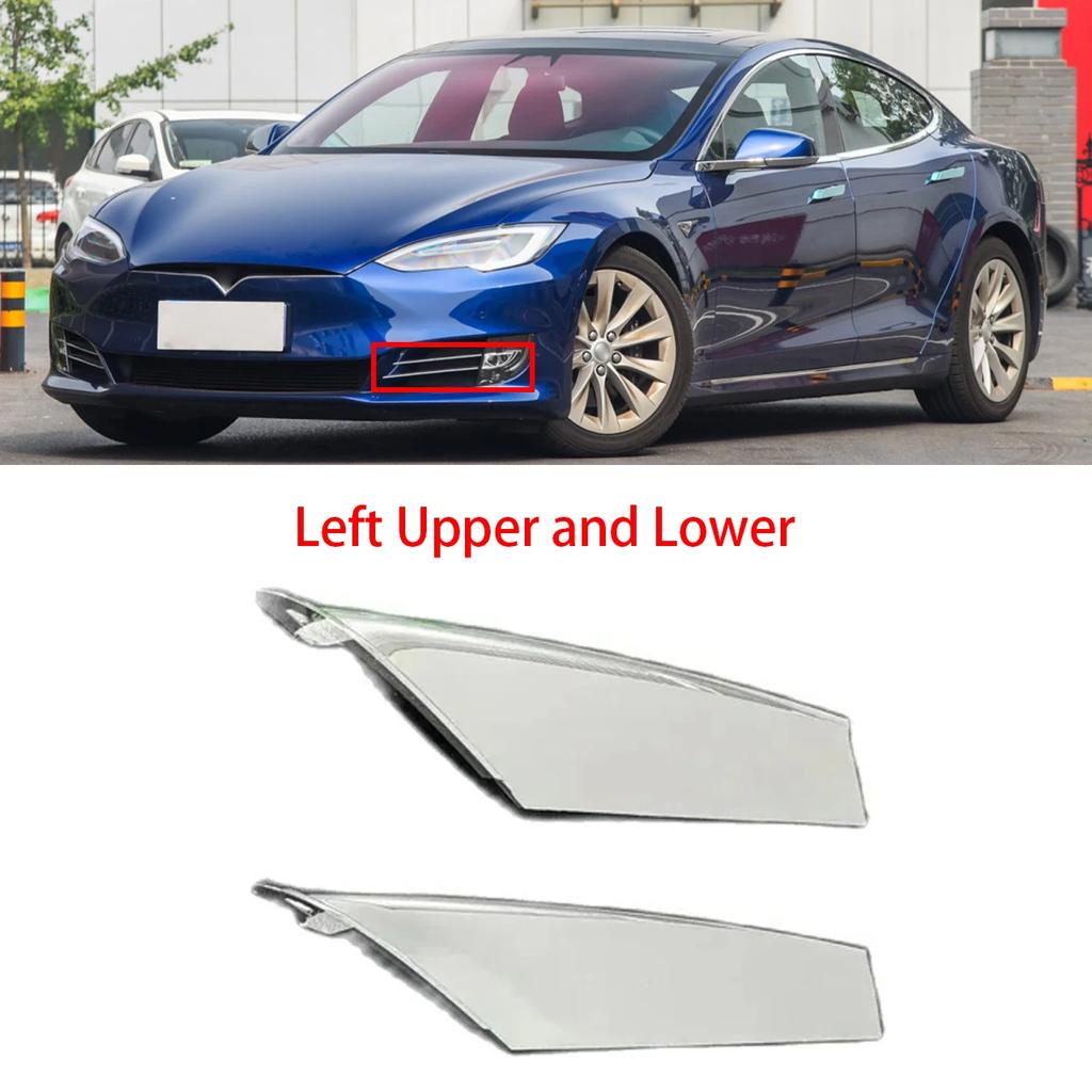 Chrome Front Bumper Fog Light Trim Molding For Tesla Model S 2016-2021 Upper Lower Left Right Fog Lamp Frame Plated Strip Car Re