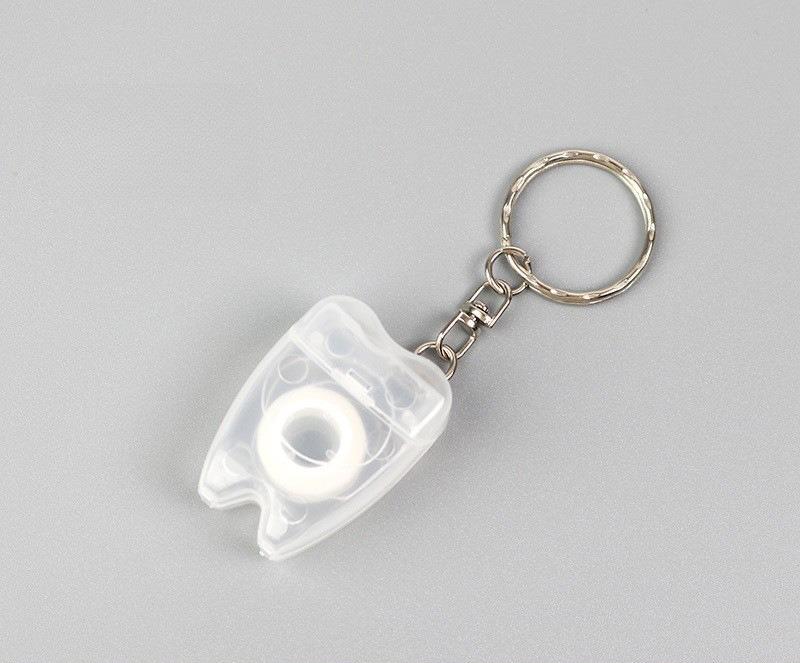 50pcs Dental Floss Tooth Keychain Portable Floss Roll Tooth-Shaped Key Chain Teeth Care Oral Clean Tool