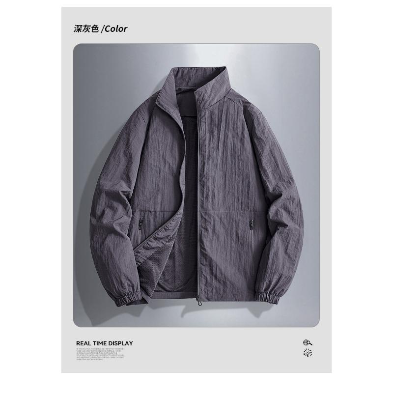 Men Plus Size Stand Collar Casual American Workwear Jacket Outerwear