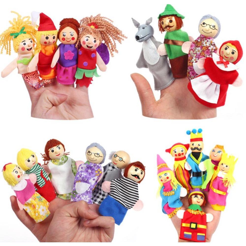 Fantoches de Dedo de Pelúcia Conjunto Brinquedos de Dedo Fantoches Família Bonecos de Animais Desenho Animado Criança Bebê Falante História Fantoche de Dedo Brinquedo