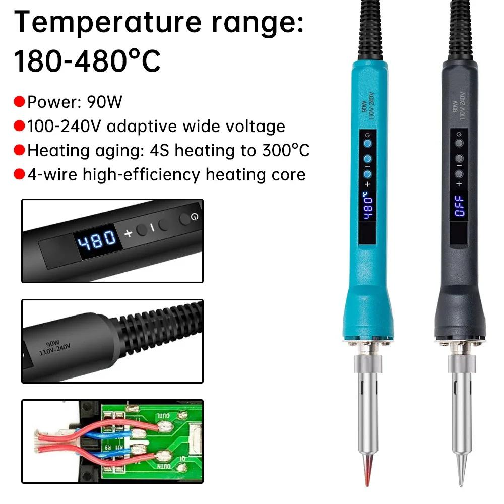 AC 220V 90W Electric Soldering Iron Adjustable Temperature Internal Heating LED Digital Display Welding Pen Repair Tools