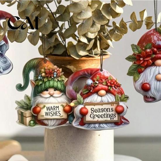 Nordic Style Christmas Tree Hanging Decor 12/24/36Pcs Gnome Ornaments, 2D Wooden Decorations for Xmas Tree, Funny Vintage Gnomes Home Kids Family