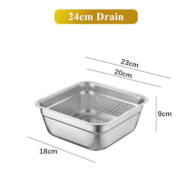 Quadratischer Edelstahl Gemüse Obst Abtropfkorb Küche Reissieb Filter Waschbecken Speise Servier Aufbewahrungs Tablett Behälter