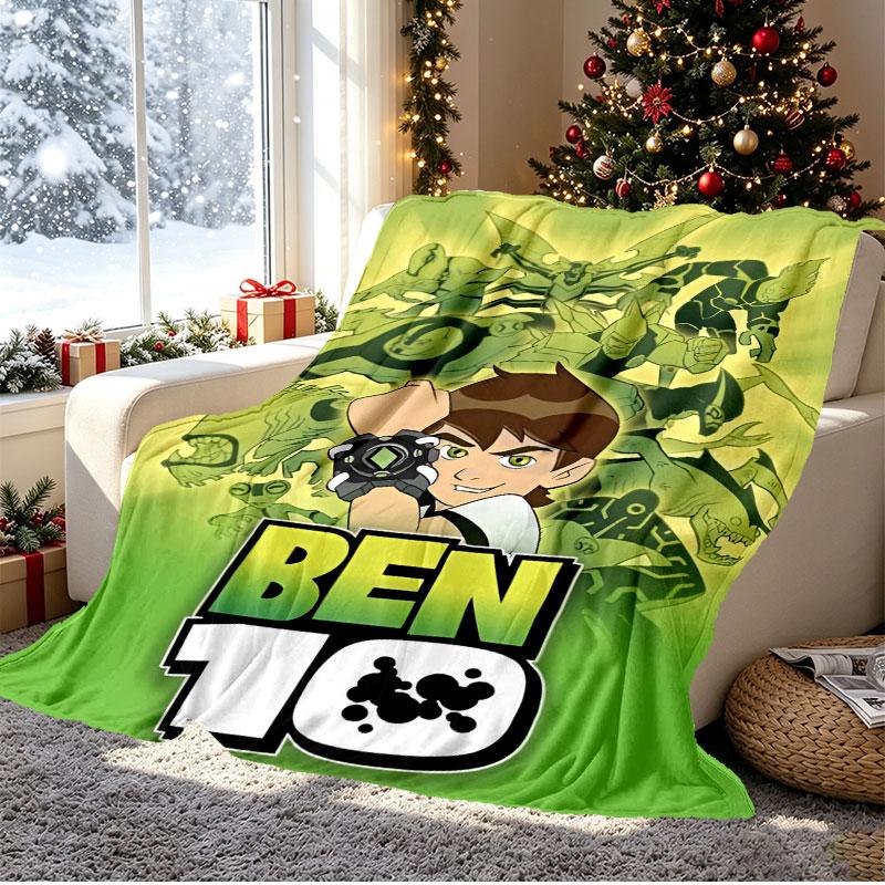 Ben 10 Cartoon Pattern Blanket for Home Decoration, Bed, Sofa, Car Travel, Camping, Suitable for All Seasons, Birthday Christmas Gift
