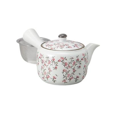Brush Flower Red Porcelain Teapot 380ml Direct from Japan