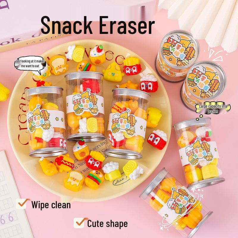 Creative 3D Cartoon Hamburger Eraser - Realistic, Student-Friendly, Great for Rewards, Clean Effective Stationery.