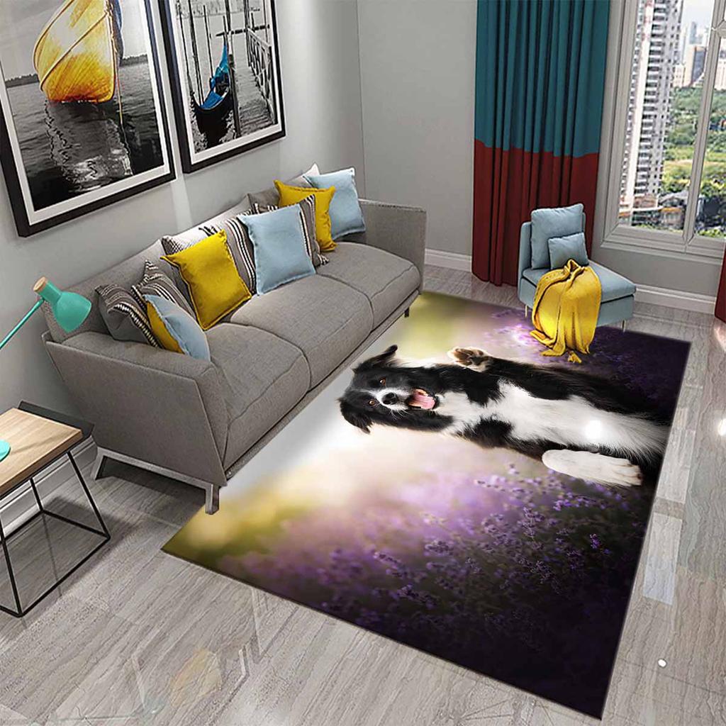 Lovely Border Collie Carpet Cute Pet Dog Animal Non-Slip Doormat Carpet Floor Mat for Bedroom Living Room Hallway Home Decor Rug