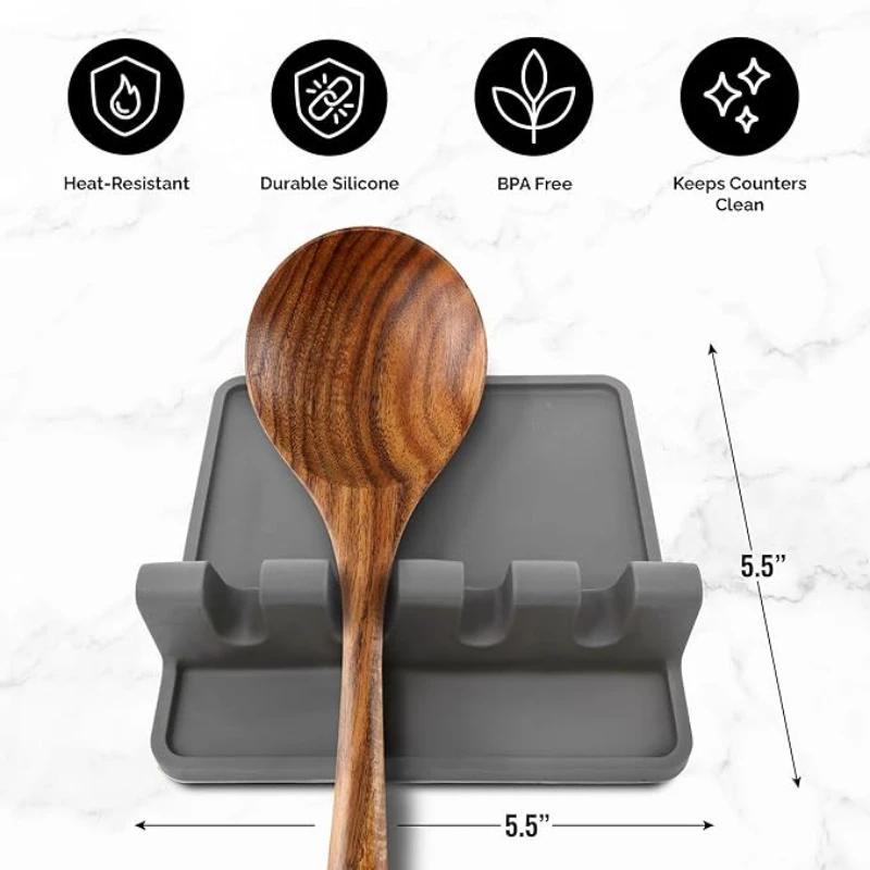Kitchen Silicone Cutlery Holder BPA-free Durable Spoon Holder with Pad Heat Resistant Spoon Holder Kitchen Utensil