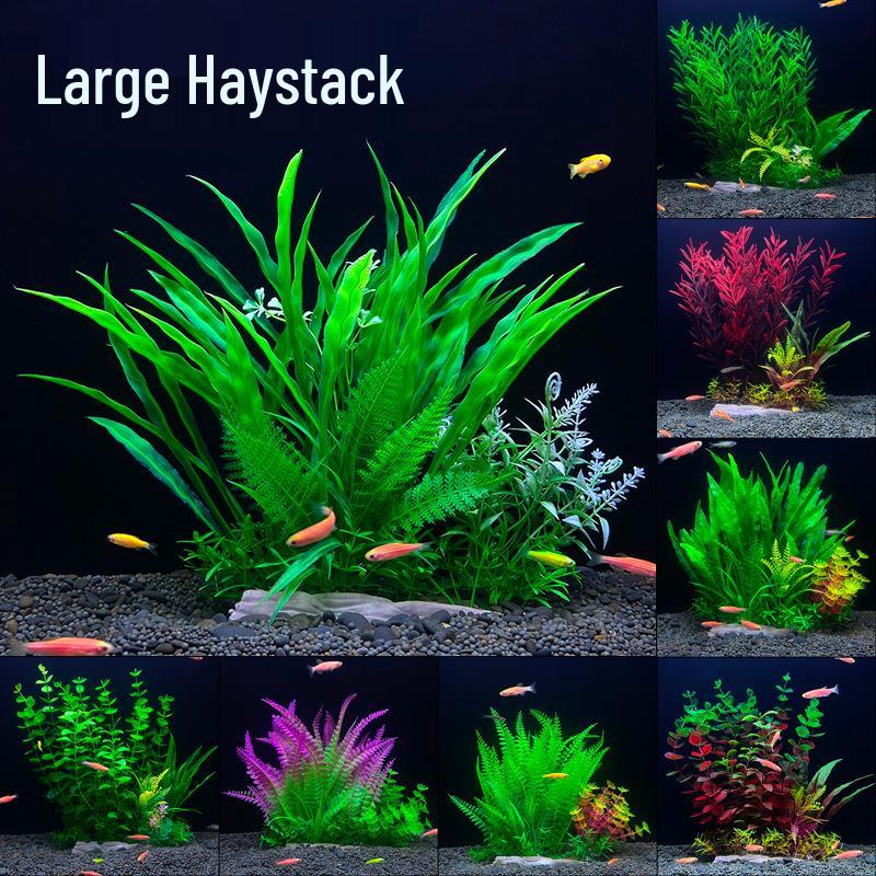 Aquarium Landscaping: Easy Grass Decoration Set with Large Faux Water Plants