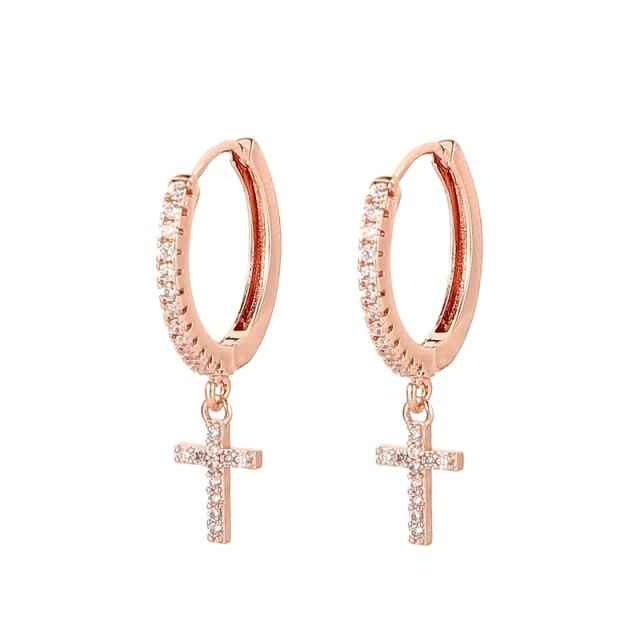 

Sipengjel модные милые серьги-кольца с подвеской в виде креста, индивидуальные аксессуары, серьги-подвески для женщин, подарки для дружбы, ювелирные изделия розового золота