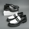 Ανδρικά Μοκασίνια Μαύρα Λευκά Πλατφόρμα Ύψους Δερμάτινα Παπούτσια Χοντρή Σόλα Επίσημα Επαγγελματικά Παπούτσια Γάμου Χορού Μεγάλο Μέγεθος