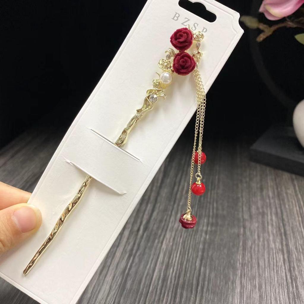 Vintage Hårnål med Tofsar: Elegant huvudbonad inspirerad av Hanfu