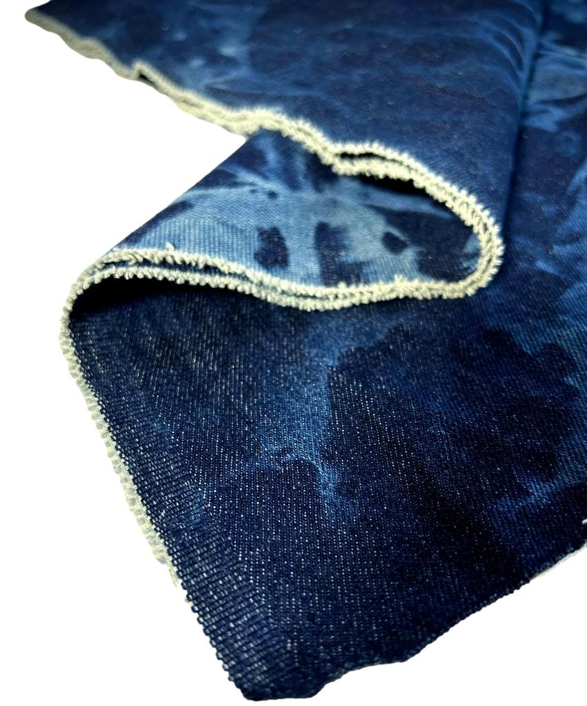 Unevenly Dyed Denim Cotton Unevenly Bleached Fabric for Denim Handmade Fabric, Thin, Fabric, Scraps, Dyed, Fabric, Crafts, Remakes, (Night Sky, 2m)
