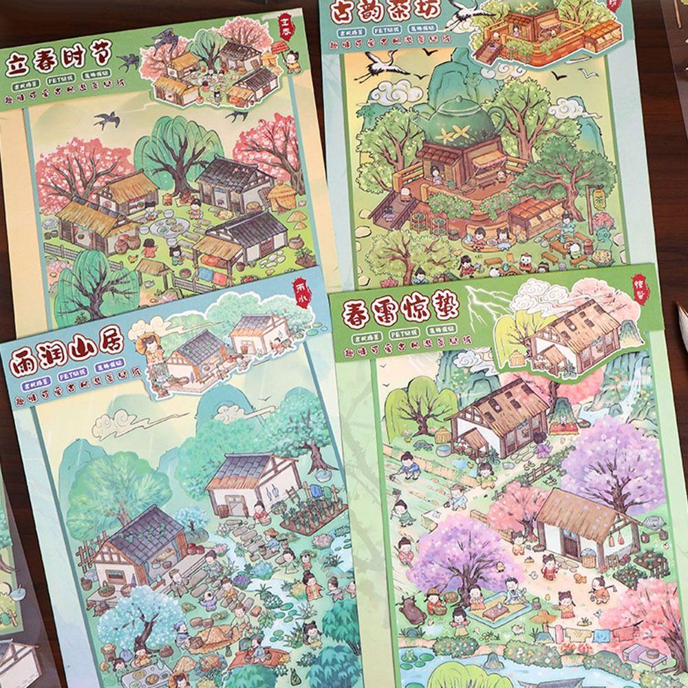 Naklejki Krajobrazowe 3D Naklejki do Układania Wizualnego DIY Nowa Scena Miniaturowa Naklejki 3D