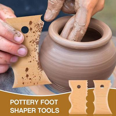 Juego de 7 Herramientas de Cerámica de Madera, Costilla de Cerámica, Modelador de Pies, Herramientas de Recorte para Cerámica, Arcilla, Tallado y Modelado, Kit de Manualidades para Artistas Cerámicos