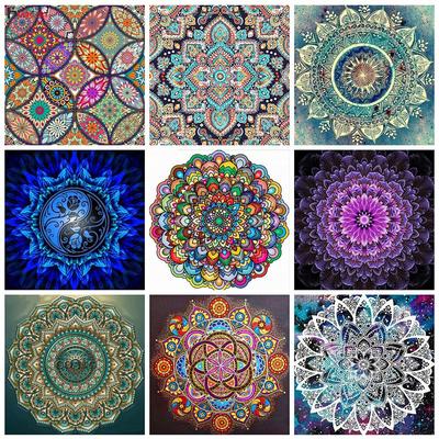 5D Teemantmaal Mandala Teemanttikandid Ristpistes Lillepildid Rhinestones Mosaiikkaunistus
