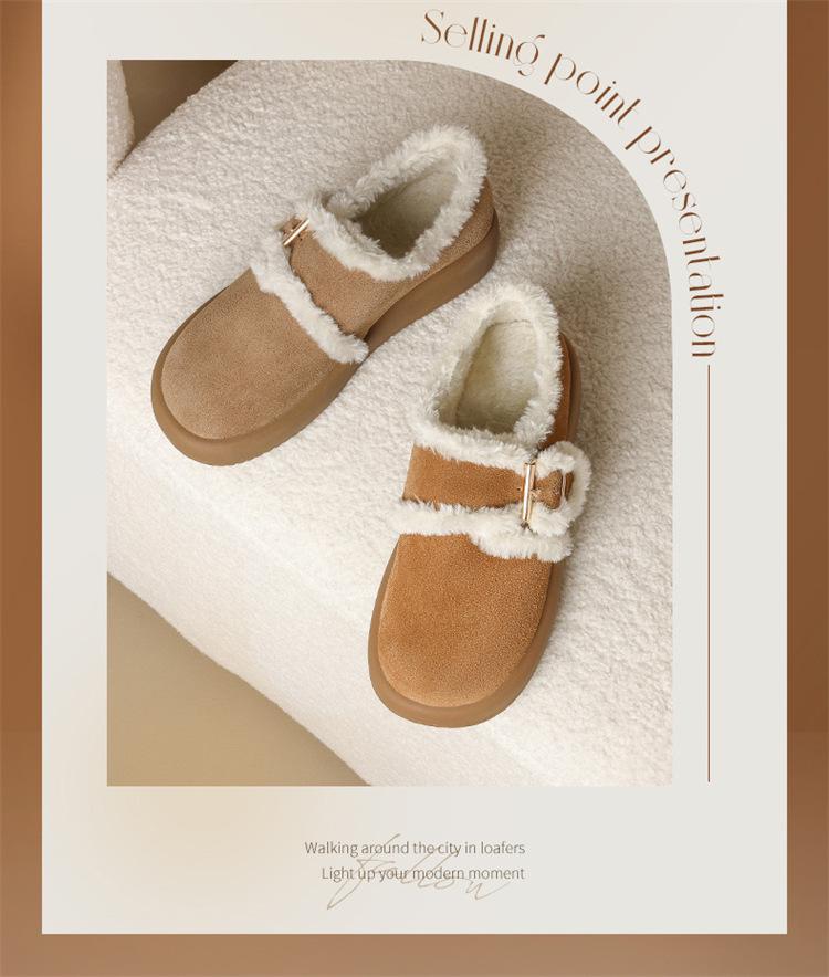 ZHR Zeze Plus Velvet Women's Genuine Leather Winter Snow Boots