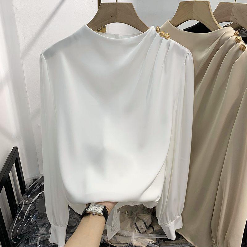 Kazaklar Üstler Kadın Uzun Kollu Sonbahar Kış Dolgulu Bluz Oversize Yarım Balıkçı Yaka Bol Uzun Kollu Gömlek İnce Kazak Üstler