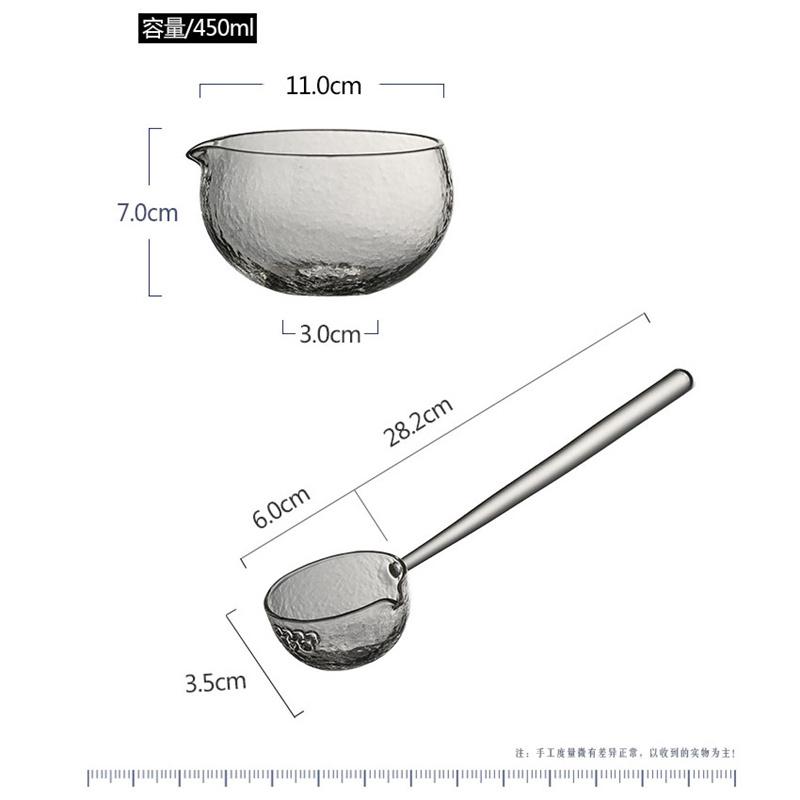 450ml Japanese Style Matcha Hammered Glass Tea Bowl Spoon Dry Brewing Method Green Tea Tea Maker Kung Fu Tea Set