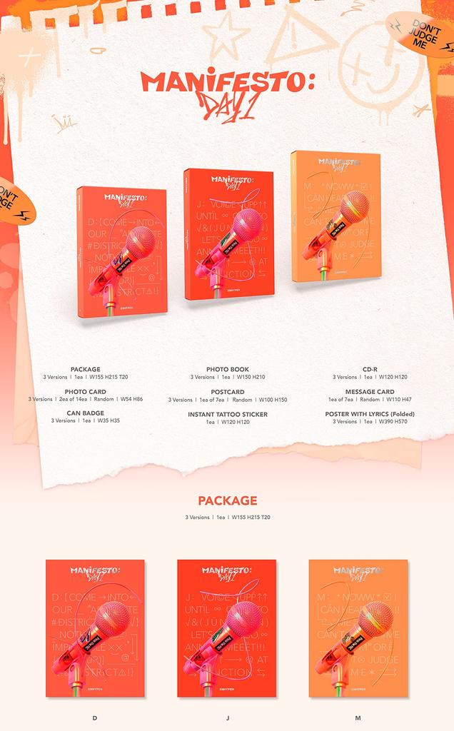 ENHYPEN Mini Albüm 3 MANIFESTO DAY 1 Vol. - (Rastgele Sürüm)