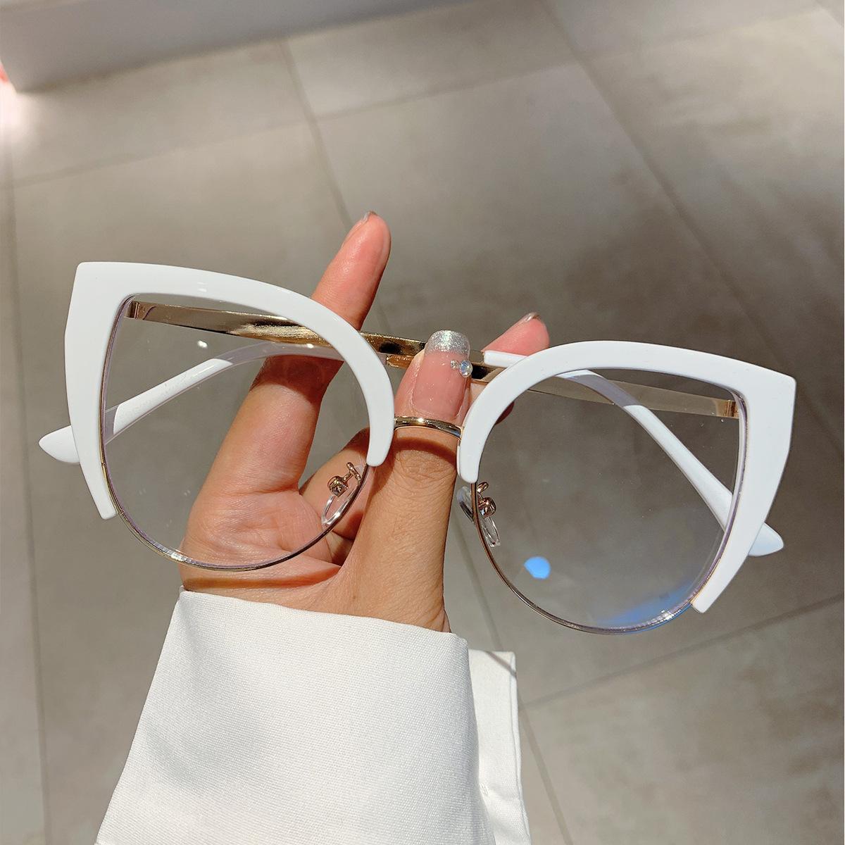 

Винтажные очки в оправе «кошачий глаз», новые стильные женские очки в полуметаллической оправе, модный брендовый дизайн, очки без рецепта белый
