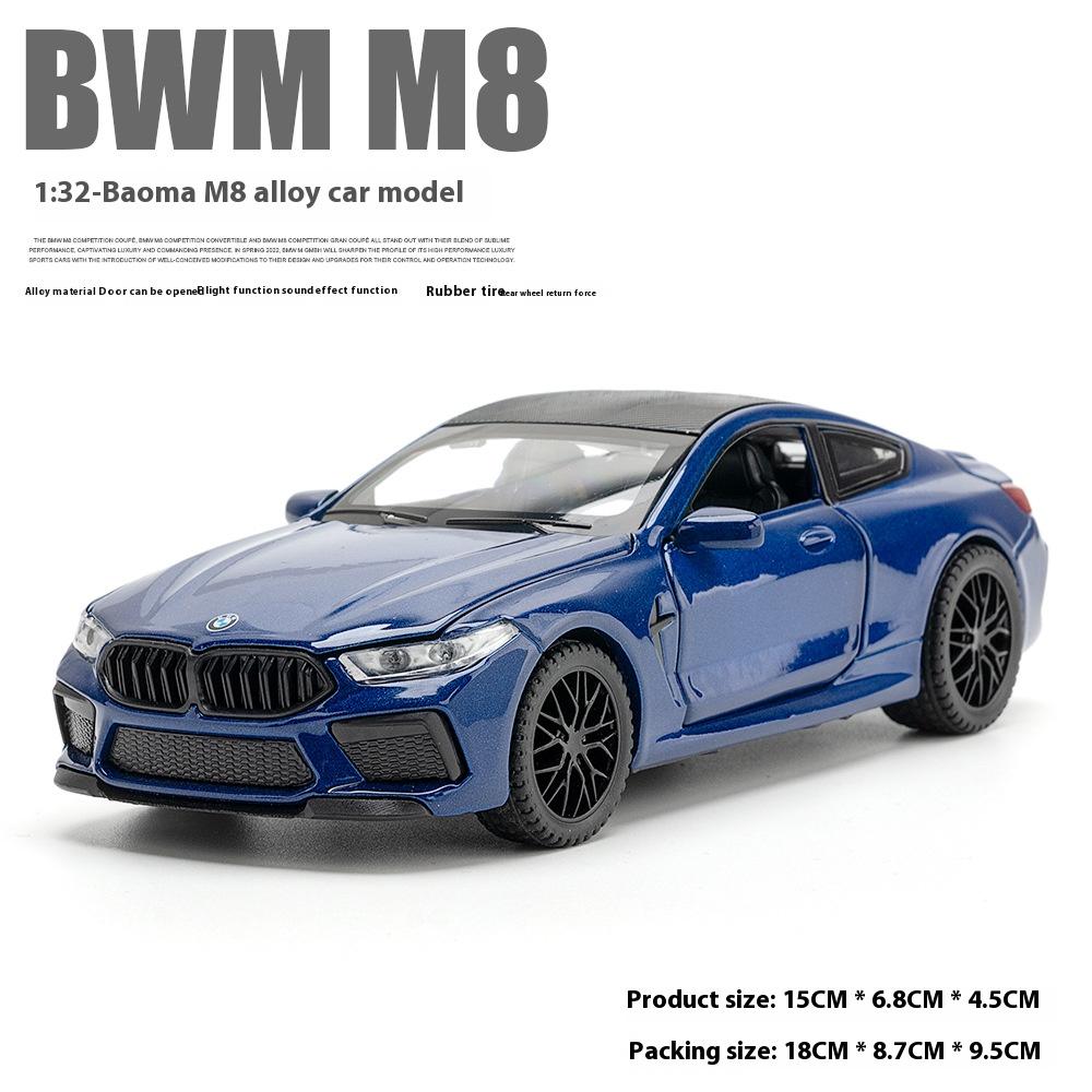 

Масштаб 1/32 Модель автомобиля BMW M8 из сплава, Звук и свет, Инерционный механизм, Игрушка для детской комнаты и Предмет коллекционирования синий