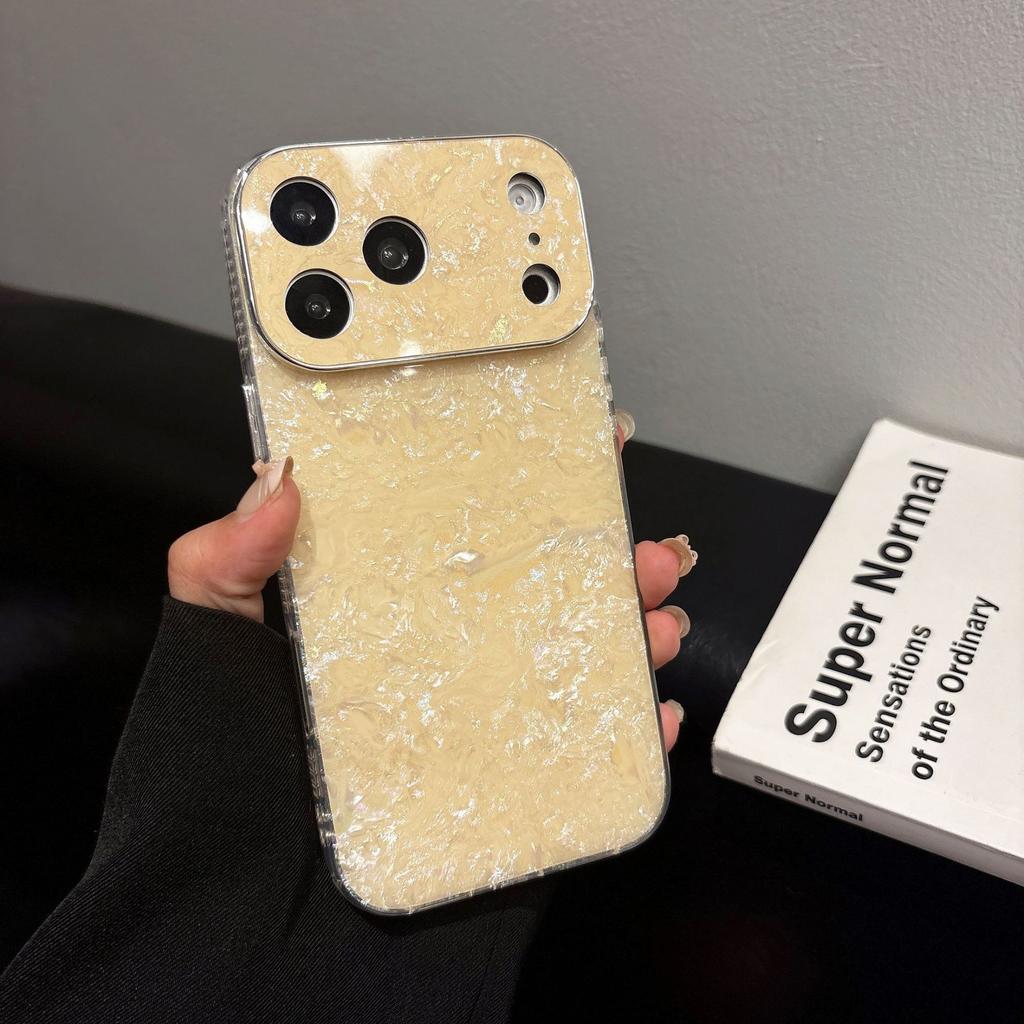 Applicable To Iphone17promax Large Window Gilt Glitter Shell Pattern Mobile Phone Case Apple 16 Solid Color Protective Case