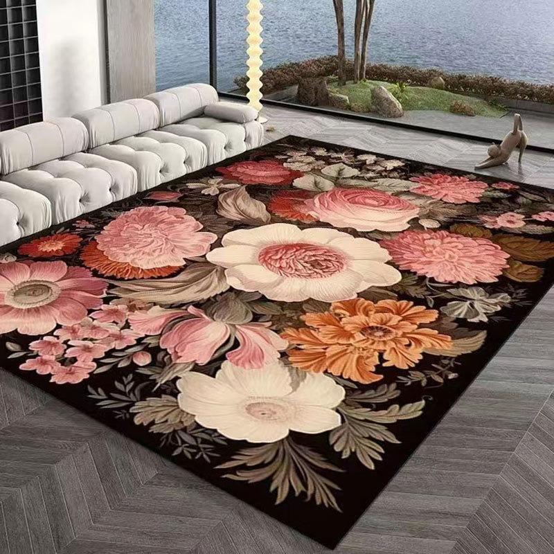 Nordic Flower Living Room Rug European Sofa Coffee Table Mat Living Room Carpet American Style Full Bed Carpet Bedside Carpet