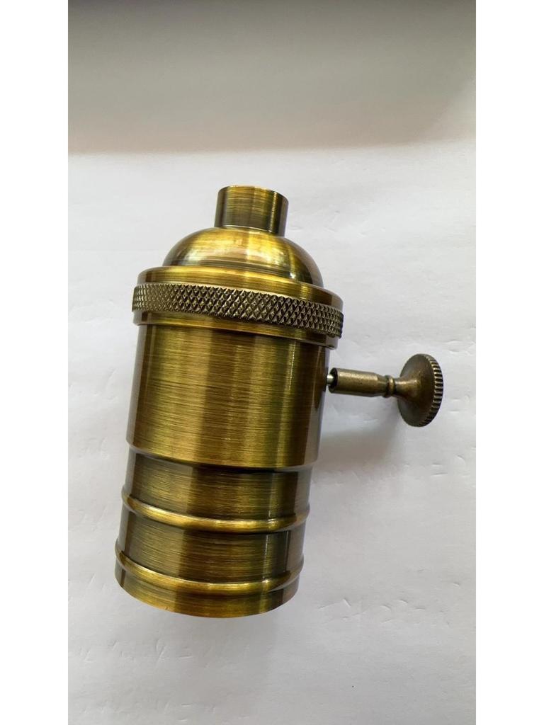 Retro aluminiowy uchwyt lampy z miedzianym przełącznikiem obrotowym E26/E27