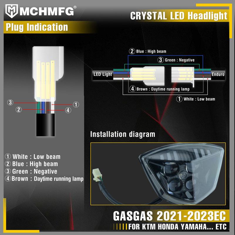 MCHMFG Motorcycle Crystal LED Headlight Headlamp For GASGAS - EC    Enduro Motorcycle