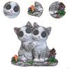 Garden Cat Couple Solar Light Statue Animal Figurine Gift Outdoor Decoration Unique with Realistic