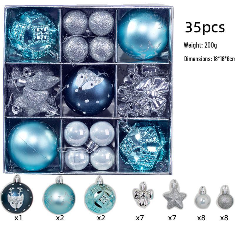 Set of 35 Electroplated Bright Plastic Christmas Ball Ornaments for Window Displays and Decorations