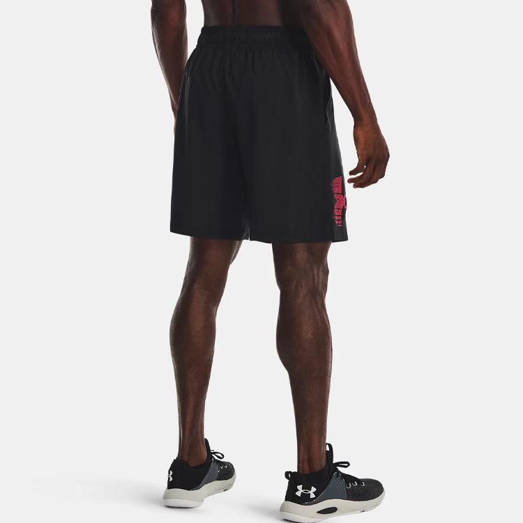 Under Armour Solid Color Elastic Waist Sports Woven Shorts Men Shorts Black 1377139-001