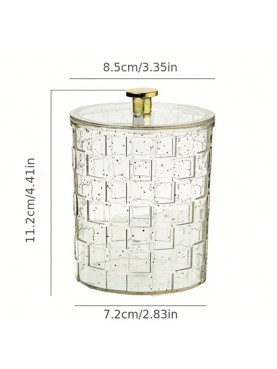 

1 шт. Круглая коробка для хранения ватных палочек, органайзер для ватных палочек, ведро для кистей для макияжа, настольная косметическая ватная коробка для хранения с крышкой