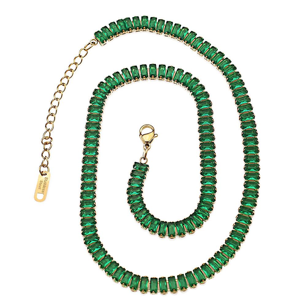 Naszyjnik Szmaragdowy Zimny Wiatr Damski Wszechstronny Niszowy Wysokiej Jakości Stal Tytanowa Nie Bladnie