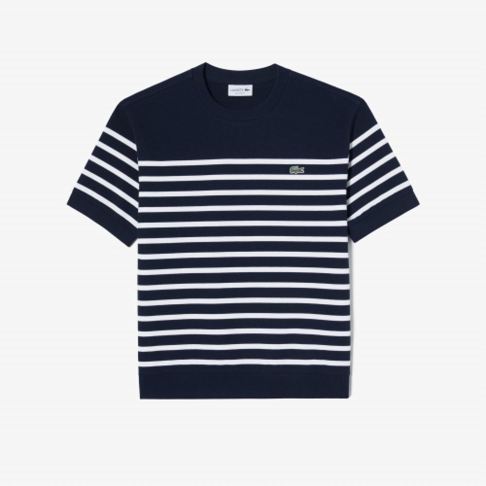 

LACOSTE Мужская футболка в полоску Overfit Milano [Темно-синий]