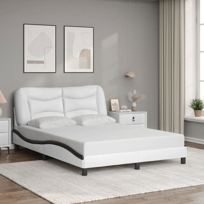 VidaXL Cadre de Lit avec Tête de Lit, Lit Rembourré, Sommier à Lattes, Lit Double, Lit Adulte de Chambre à Coucher 3207994