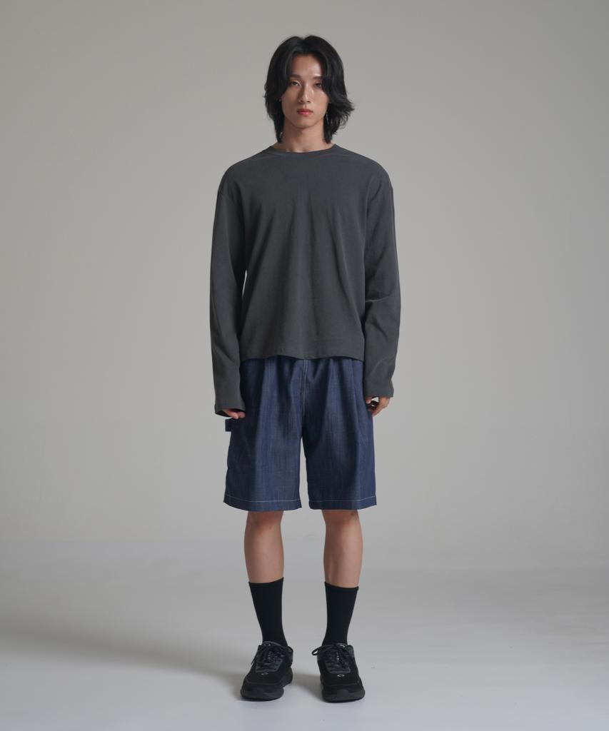 Noming Loose Fit Cropped Pigment Long Sleeve - Black