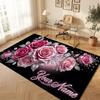 Floral Garden Theme Soft Crystal Velvet Rug Custom Name & Text Print Non Slip Floor Rug for Bedroom Living Room
