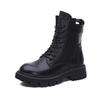 2025 autumn new handsome British side zipper platform cotton short boots locomotive boots lace-up middle help Martin boots