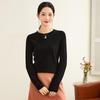 TUHUANG Women's 100% Seamless Merino Wool Crew Neck Base Layer Top