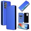 Dla LG Wing 5G Etui z Teksturą Włókna Węglowego, Poziome Flip, TPU + PC + Skóra PU z Miejscem na Karty