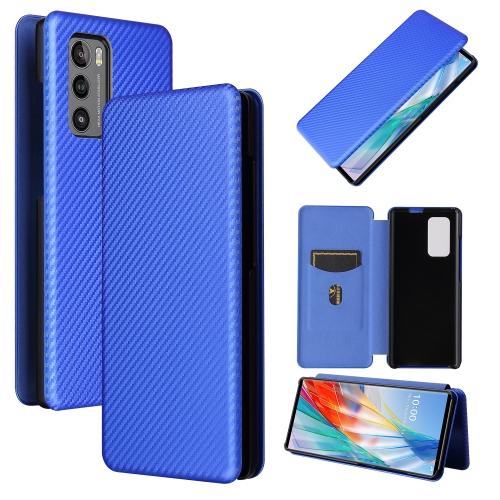 Dla LG Wing 5G Etui z Teksturą Włókna Węglowego, Poziome Flip, TPU + PC + Skóra PU z Miejscem na Karty
