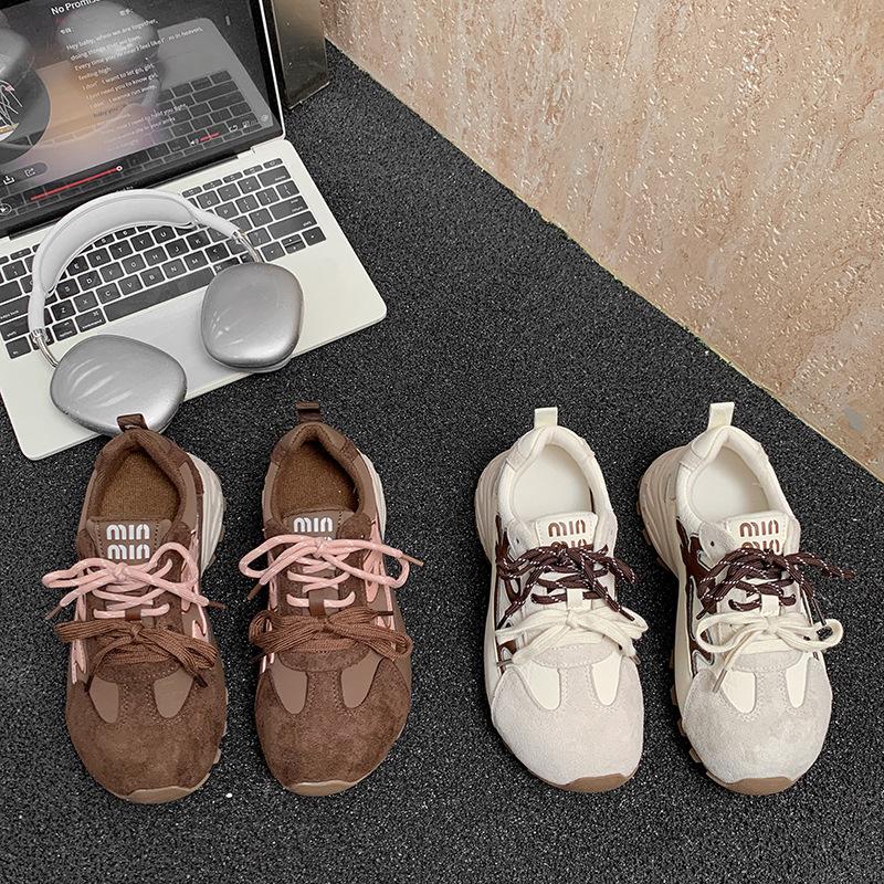 [Fanfna] Platform dad shoes women's 2025 autumn new retro color matching pair of shoelaces casual versatile sports shoes