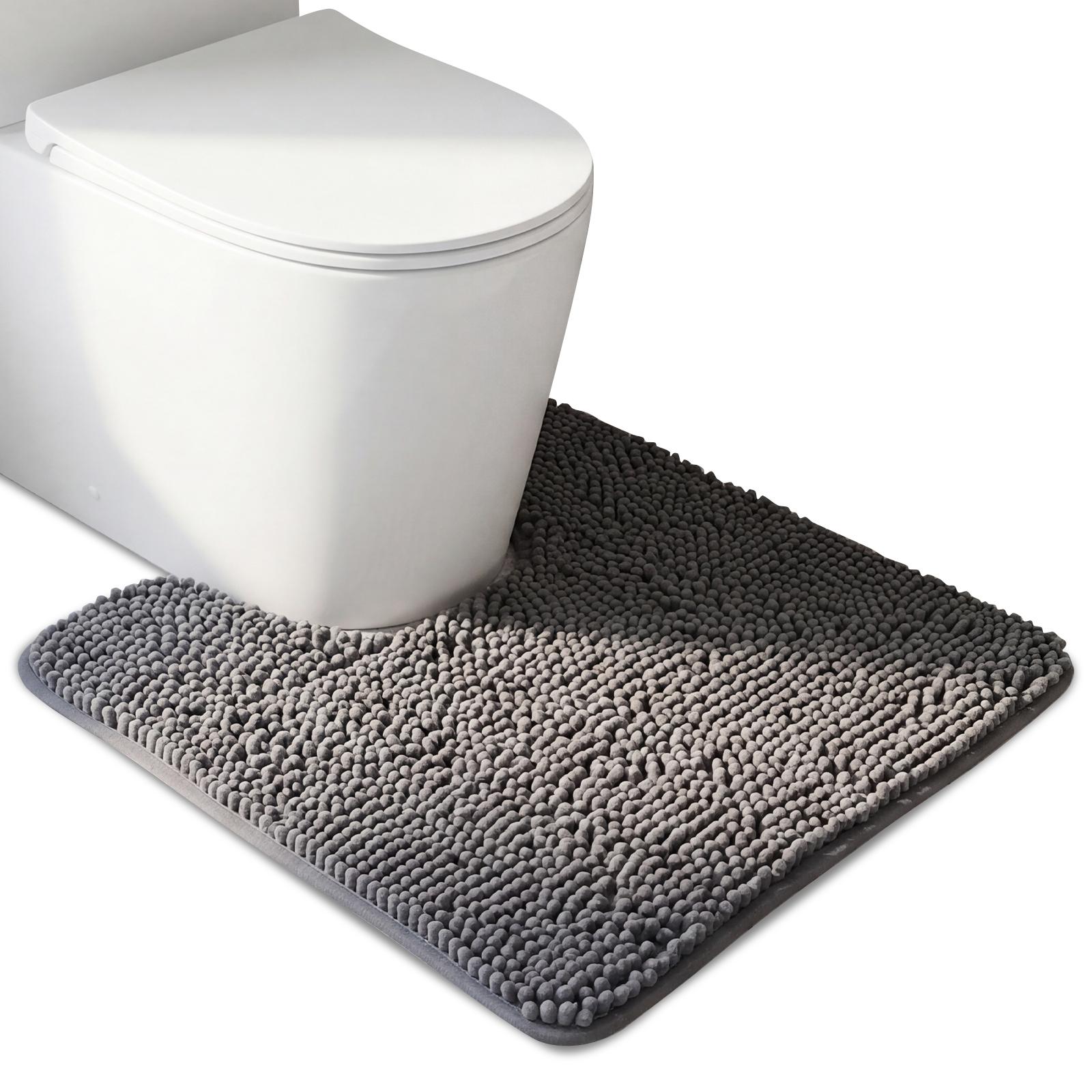 

U-Shaped Toilet Mat Bathroom Rug Soft Absorbent Chenille Non Slip Toilet Floor Mats Home Decor Household сірий
