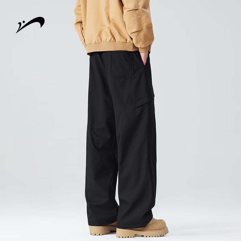 Guirenniao Men's Fleece-Lined Straight-Leg Cargo Pants